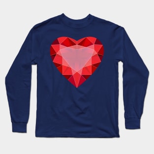 Red Faceted Heart Gemstone Long Sleeve T-Shirt